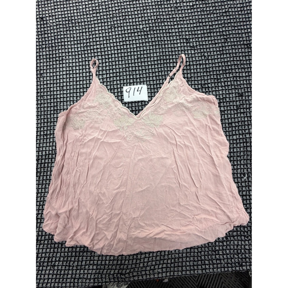 Maurices Cami Top Womens XL Pink Floral Embroidered V-Neck Rayon